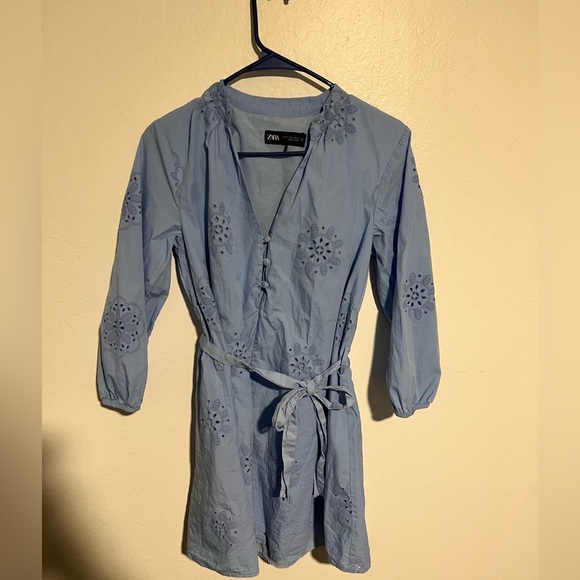 Zara Poplin Dress with Rubberized Embroidery Size M - Picture 1 of 6